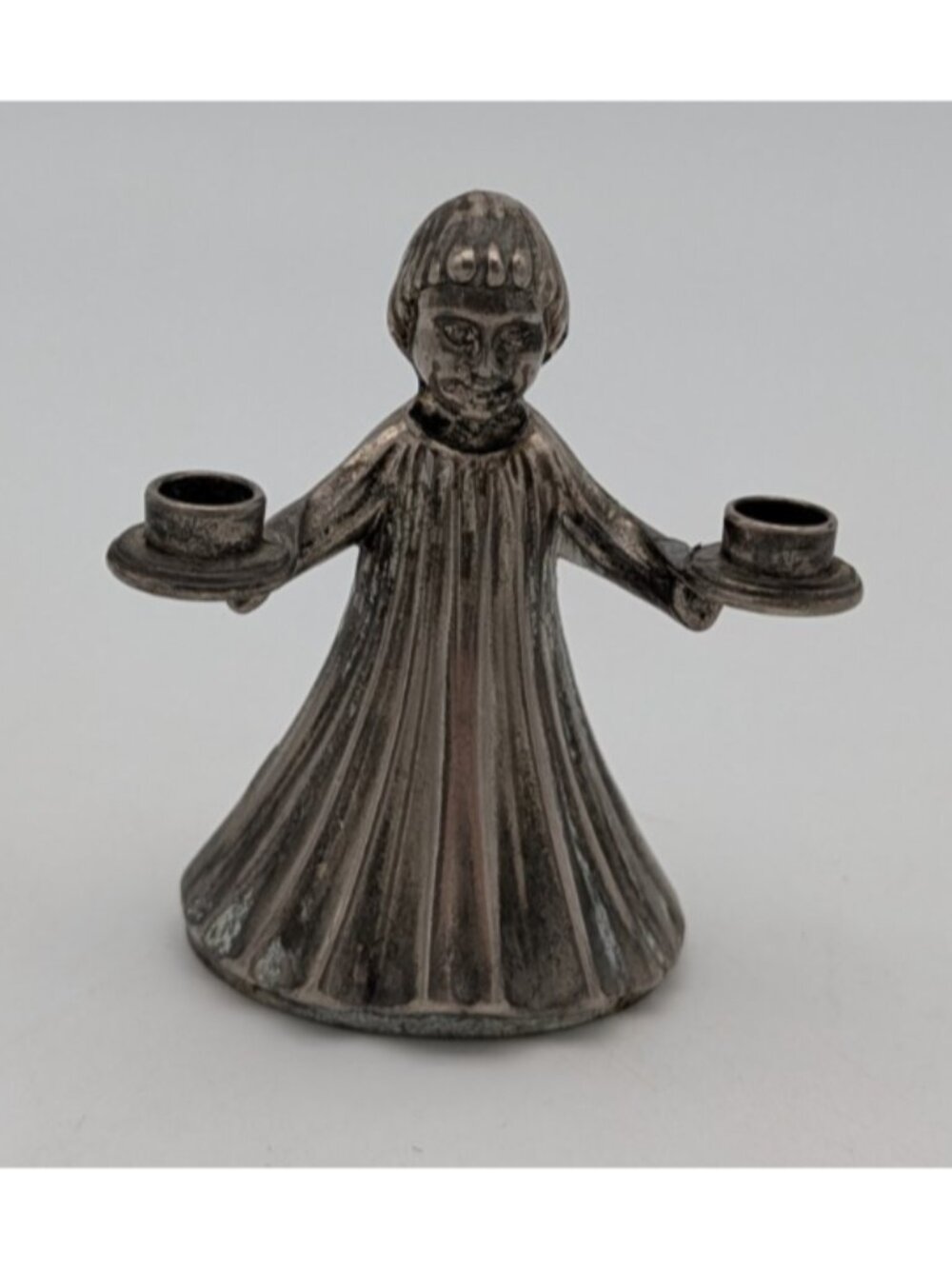 Pewter Candle Holder Made In Italy Choir child Gown Robe Figurine 3.5 in VTG